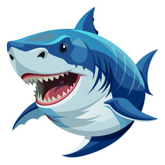 Close-up illustration of great white shark swimming