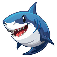 Close-up illustration of great white shark swimming