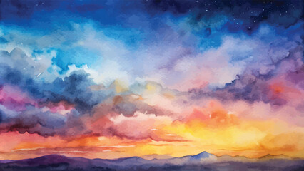 Fototapeta premium Abstract Watercolor Gradient Sky