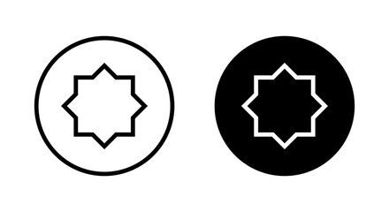 Islamic symbol of octagonal frame icon on black circle