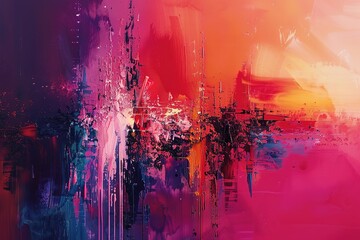Fototapeta premium Abstract multicolor painting wtih grunge texture on canvas. Artwork mix brush stroke, splash color and oil, acrylic paint element. Modern contemporary art for wallpaper background