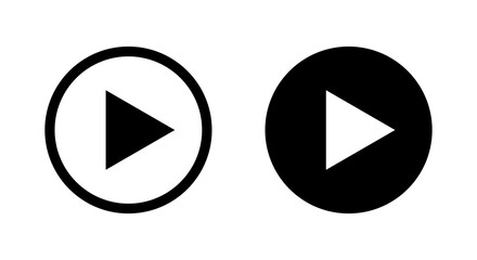 Play button icon on black circle. Media player concept