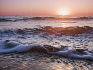 Obraz premium an abstract background of flowing, cloud-like shapes in a gradient from soft peach to muted gold, with smooth transitions and subtle highlights for a peaceful, warm feel