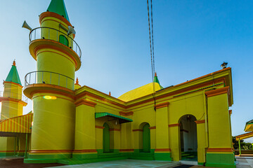 Riau Sultan Grand Mosque has four minarets that function to call for prayer five times a day.