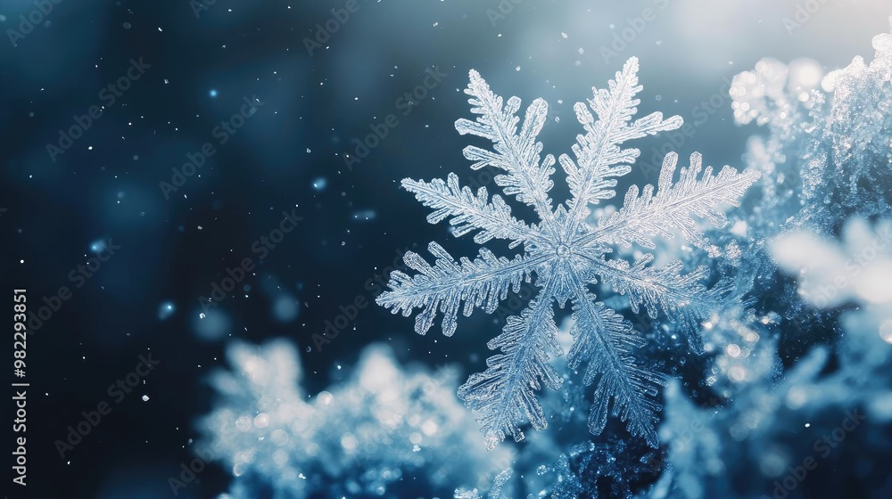 Aufkleber a stunning close-up of a delicate snowflake resting on soft frost, capturing the beauty of winter an