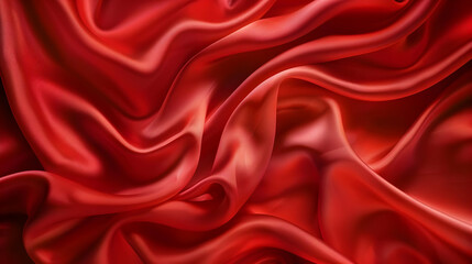 Obraz premium Red Silk Fabric Draped and Flowing with Soft, Smooth Texture and Elegant Waves for Abstract Background or Design Element