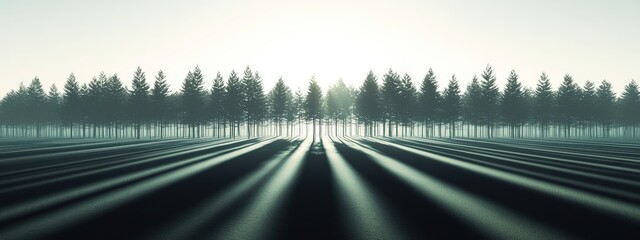 Fototapeta premium A deforested area with the shadow of a thriving forest superimposed over it