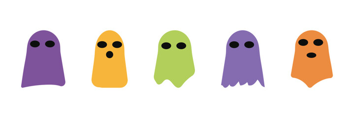 Obraz premium Halloween ghost. Flat halloween ghost collection with different face expression