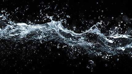 Abstract Water Splash with Droplets against a Dark Background, Creating a Dynamic and Textural Image.