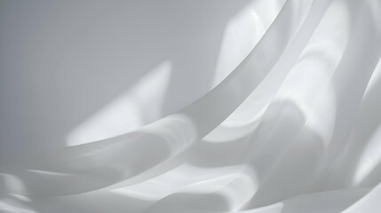 Abstract White Fabric Draped with Sun Light Creating Smooth Shadows