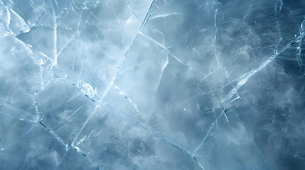 Fototapeta premium A Close-Up View of Cracked Ice, Showing its Detailed and Intricate Patterns, a Beautiful and Abstract Representation of Nature's Frozen Beauty
