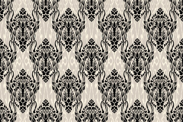 Damask seamless pattern hand draw. Vector classical luxury old fashioned damask ornament, royal victorian seamless texture for wallpapers, textile, wrapping. Vintage exquisite floral baroque template