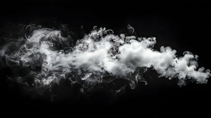 Fototapeta premium Abstract White Smoke Swirling and Drifting on a Black Background, Creating an Ethereal and Dreamy Atmosphere