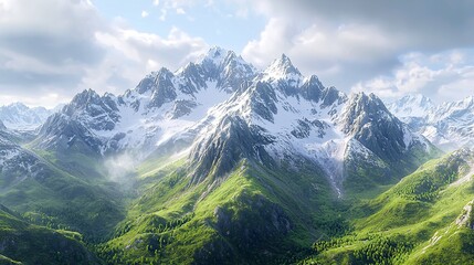 Fototapeta premium Majestic Mountain Landscape with Mist