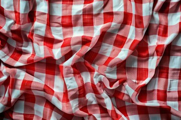Fototapeta premium Photo of Checkered red and white plaid. Background texture for backdrops or mapping