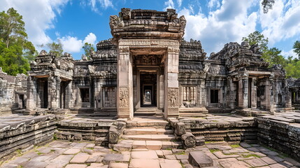 Obraz premium Ancient temple architecture, rich cultural heritage. Historical documentaries and archaeological tourism promotion