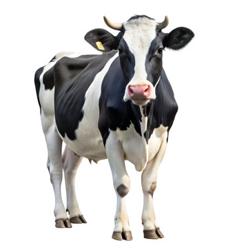recommend clip art: Black and White Cow Standing Isolated on White Background, cow, farm animal, livestock, agriculture