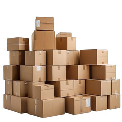 Cardboard Box Warehouse Mockup with Stacked Boxes and Industrial Setting