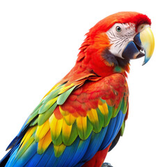 Scarlet Macaw with Vibrant Feathers Isolated on White Background, Macaw, Parrot, Bird, Tropical
