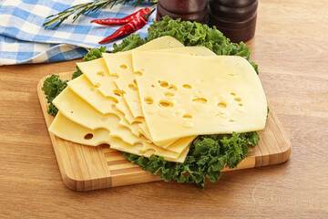 Sliced maasdam cheese for breakfast