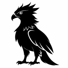 Harpy eagle silhouette vector illustration on white background 