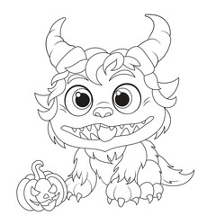 cute monster halloween pumpkin kids illustration coloring book