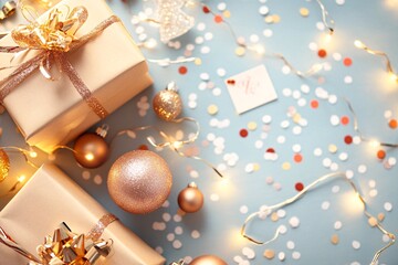 Festive Holiday Gifts with Ornaments and Sparkling Decor