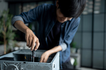 IT Engineer installing Hardware Equipment Development Facility Engineer  Maintenance computer Motherboard Electronic repair shop technology business