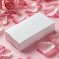 Romantic Gift Box Surrounded by Rose Petals