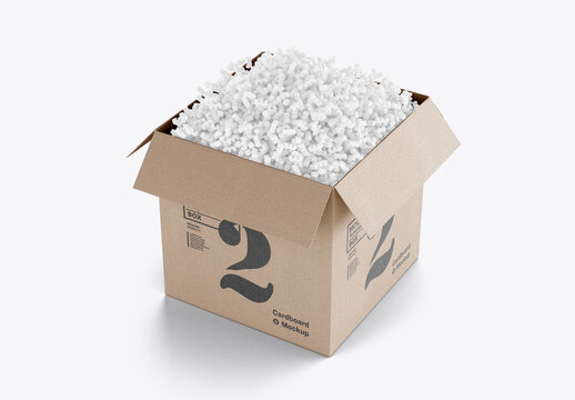 Shipping Box with Foam Mockup
