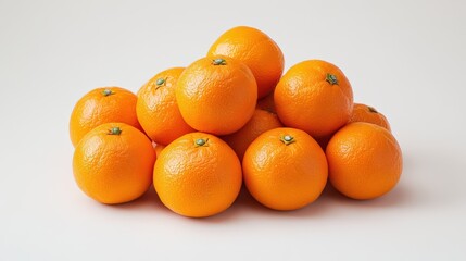 Fresh Oranges Piled on White Background for Healthy Eating