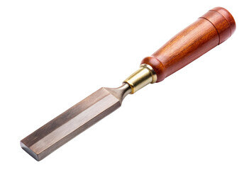 Chisel with wooden handle isolated with transparent background.