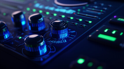 Close-Up of High-Tech Makro-ekvalayzer 01 Control Panel with Illuminated Dials