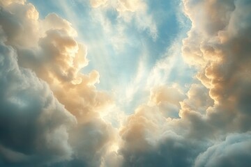 Fototapeta premium Beautiful blue sky with white clouds background 