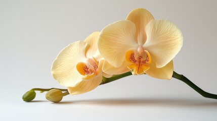 Fototapeta premium Elegant Yellow Orchid on White Background