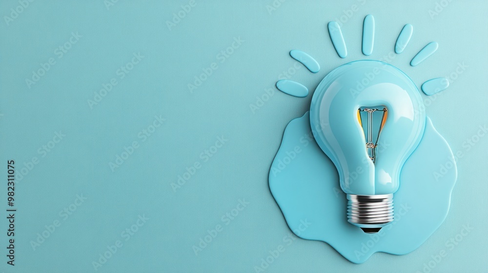 Poster a bright blue light bulb appears to be melting against a matching backdrop, symbolizing creativity a