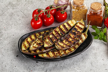 Grilled tasty ripe eggplant slice