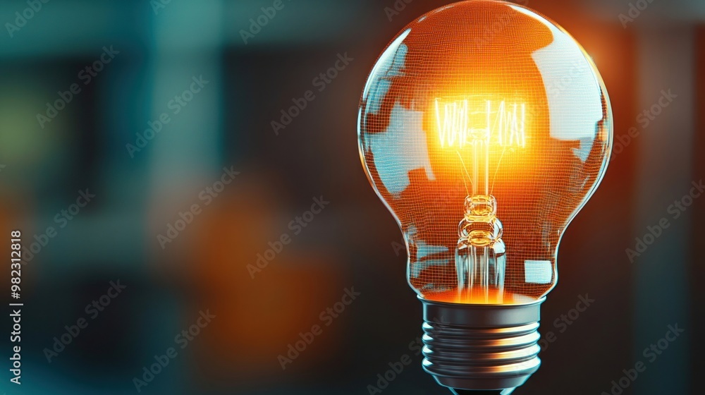 Poster a glowing light bulb symbolizes innovation and creativity, showcasing a bright idea in a visually st