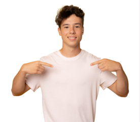 Young caucasian man wearing casual clothes looking confident with smile on face, pointing oneself with fingers proud and happy over transparent background.