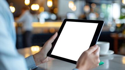 Person Using a Tablet in a Cafe