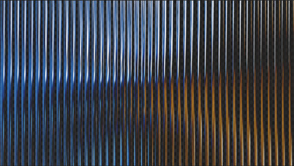 Ribbed glass with rainbow gradient. 3D background with refraction and holographic effect. Transparent reeded glass with holographic effect