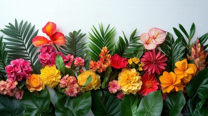 Colorful Floral Arrangement with Lush Green Leaves