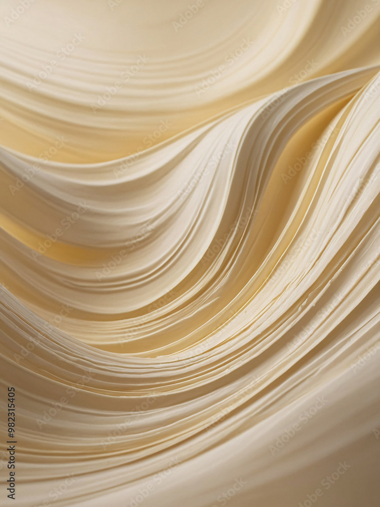 Poster an abstract, minimal background with soft waves in a gradient of pale yellow to soft cream, creating