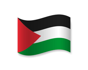 Flag of Palestine flat icon. Wavy vector element with shadow. Best for mobile apps, UI and web design.
