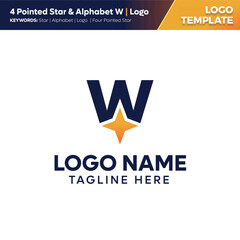 Four Pointed Star & Letter Logo Template