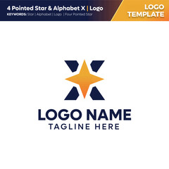 Four Pointed Star & Letter Logo Template