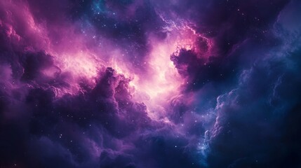 Obraz premium Cosmic Nebula with Purple and Pink Hues and Scattered Stars