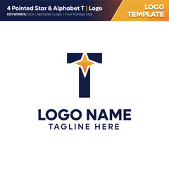 Four Pointed Star & Letter Logo Template