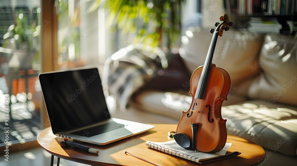 Poster online music lessons with virtual instruments and real time feedback