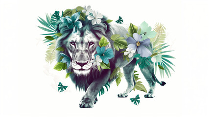 Lion art in the midst of plants